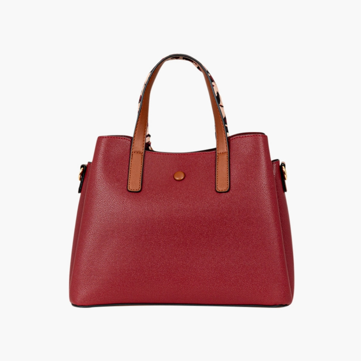 Grand sac à main effet grainé bordeaux avec foulard