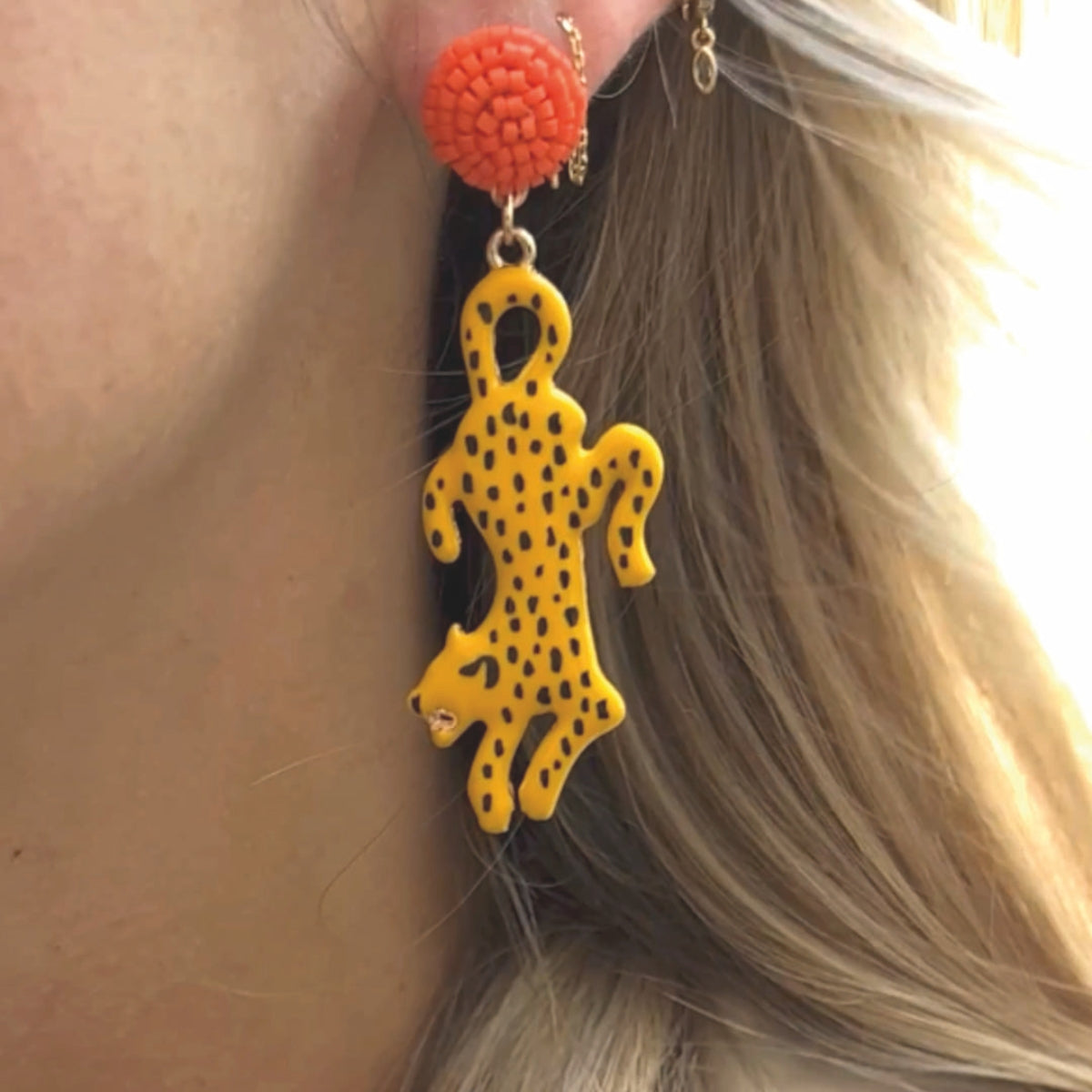 Boucles d'oreilles léopard jaune