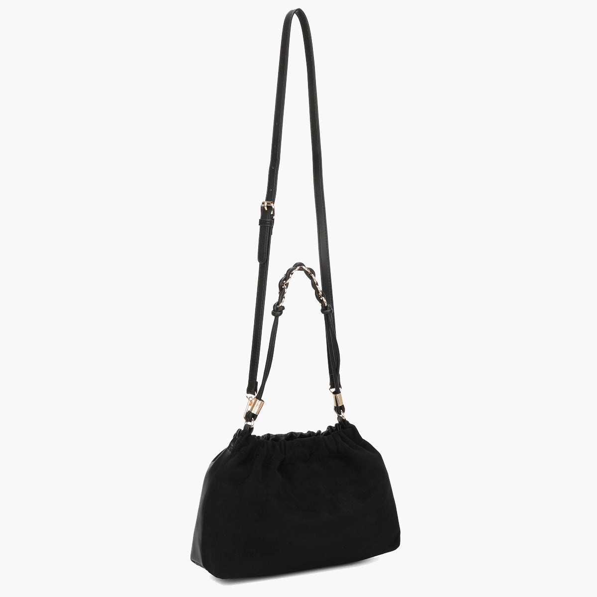 Sac froncé noir avec anse bijoux