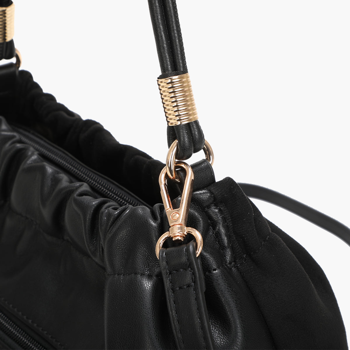 Sac froncé noir avec anse bijoux