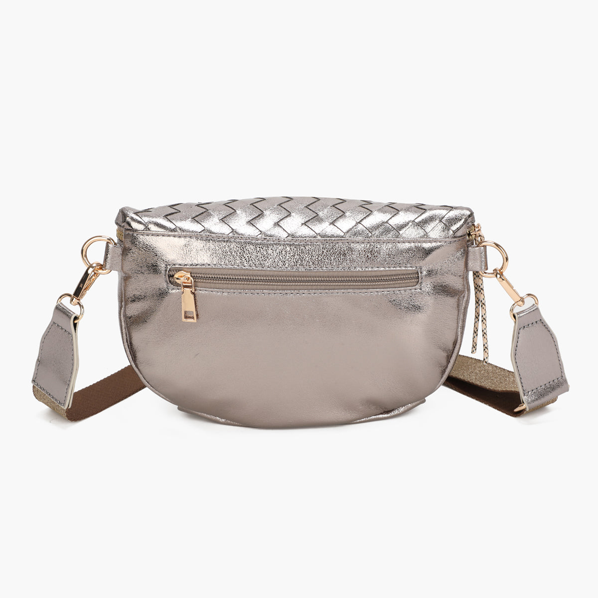 Sac banane tressé métallisé argenté