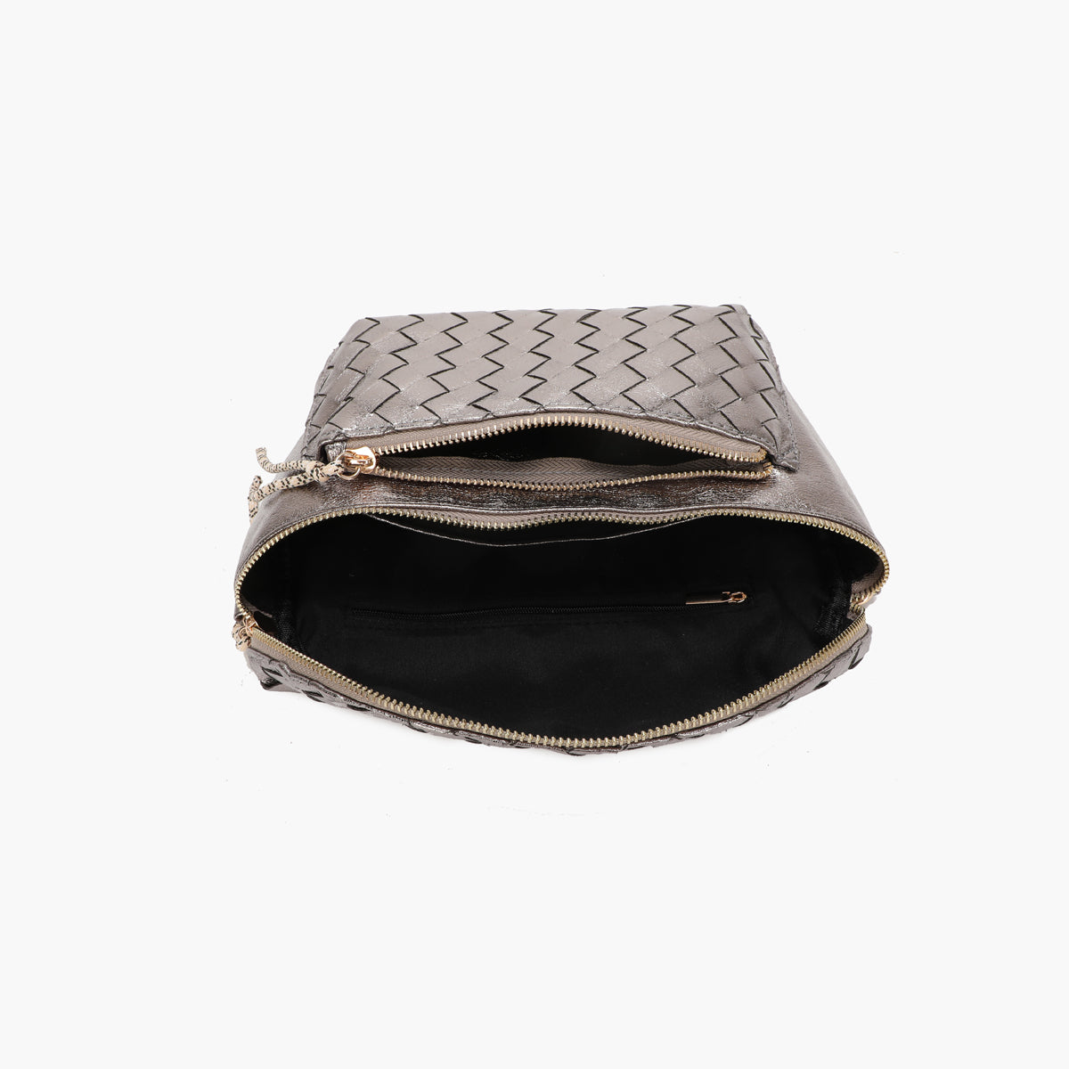 Sac banane tressé métallisé argenté