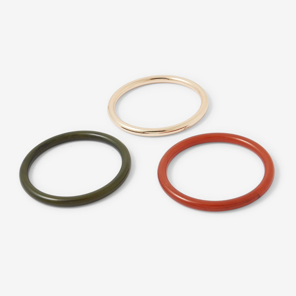 Set x3 joncs résine et métal vert et marron