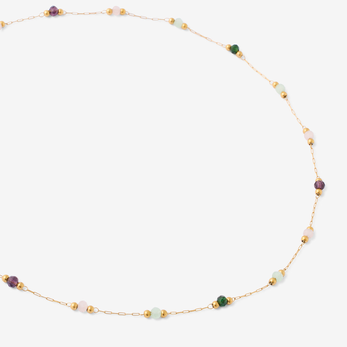 Collier acier inoxydable et perles à facettes multicolores