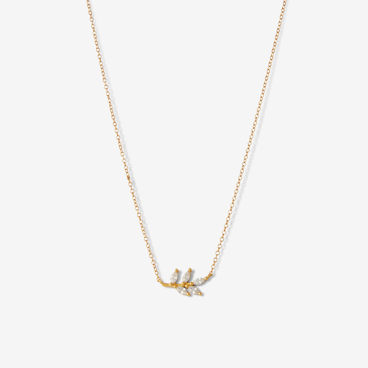 Collier en argent garanti doré à pendentif feuille de zirconium