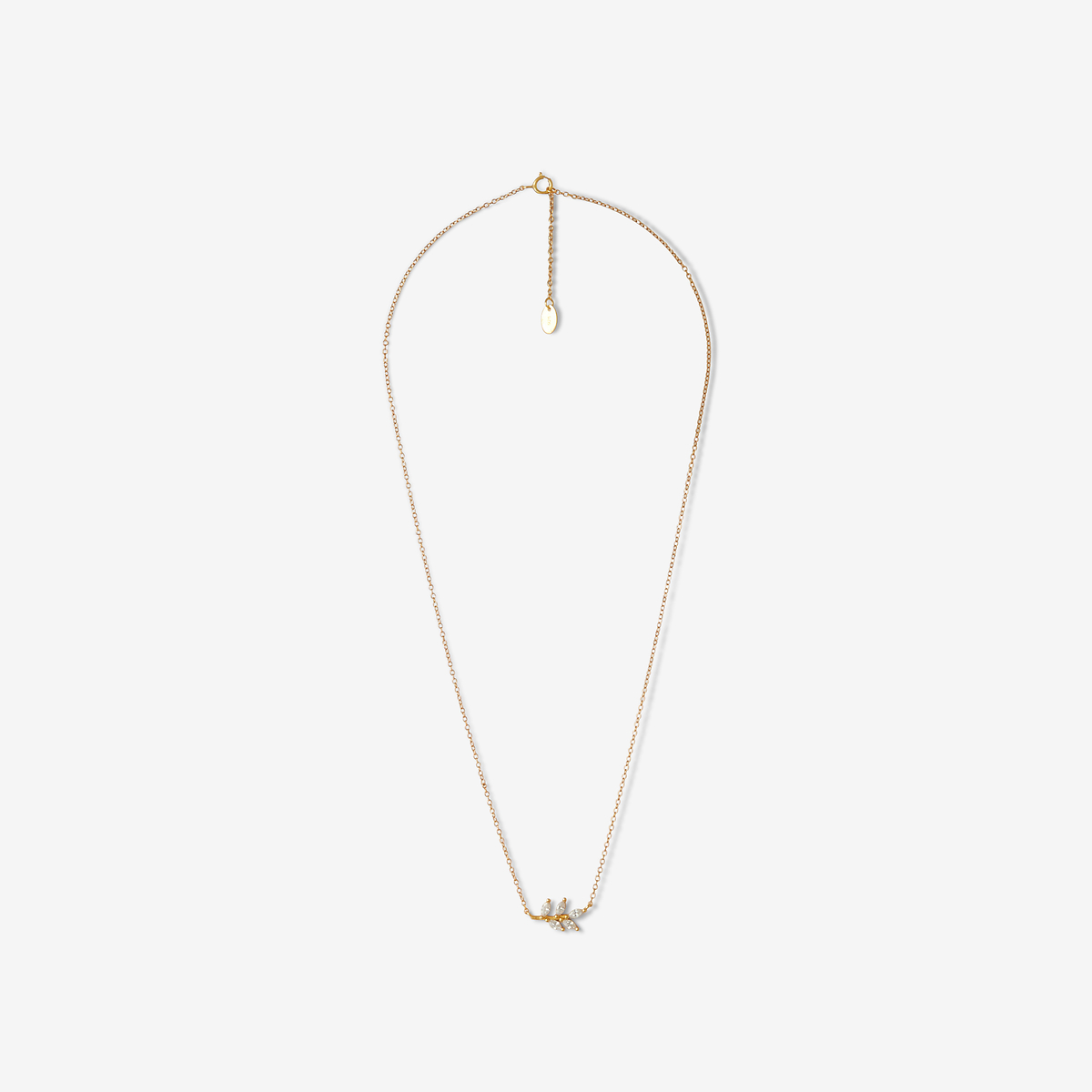 Collier en argent garanti doré à pendentif feuille de zirconium