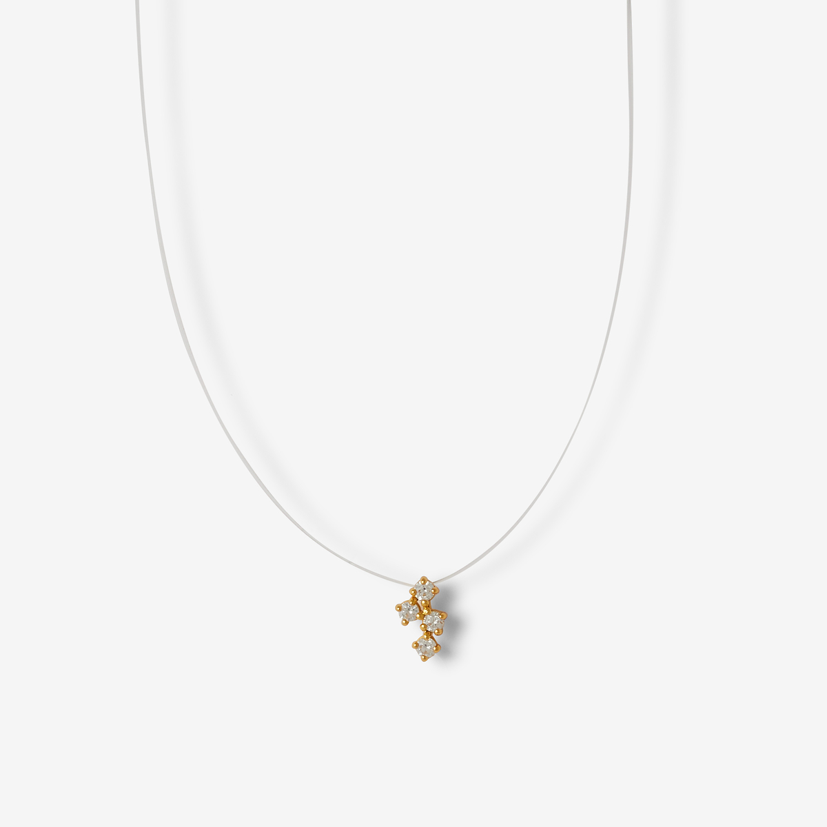 Collier nylon à pendentif zircon - argent garanti 925