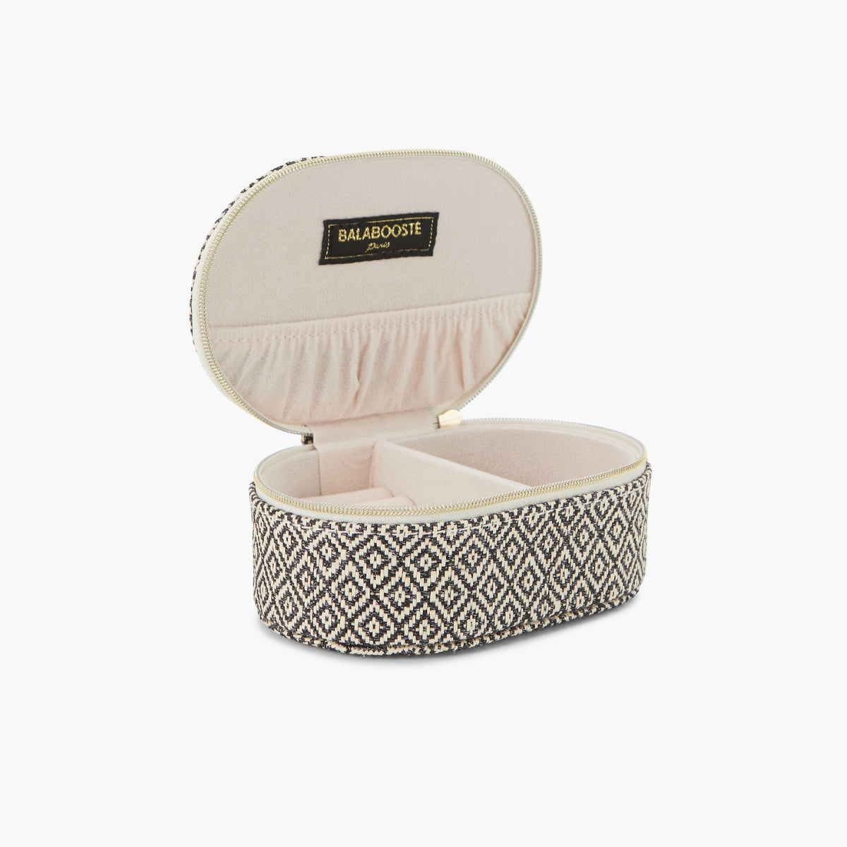 Petite boîte à bijoux ovale motifs géométriques