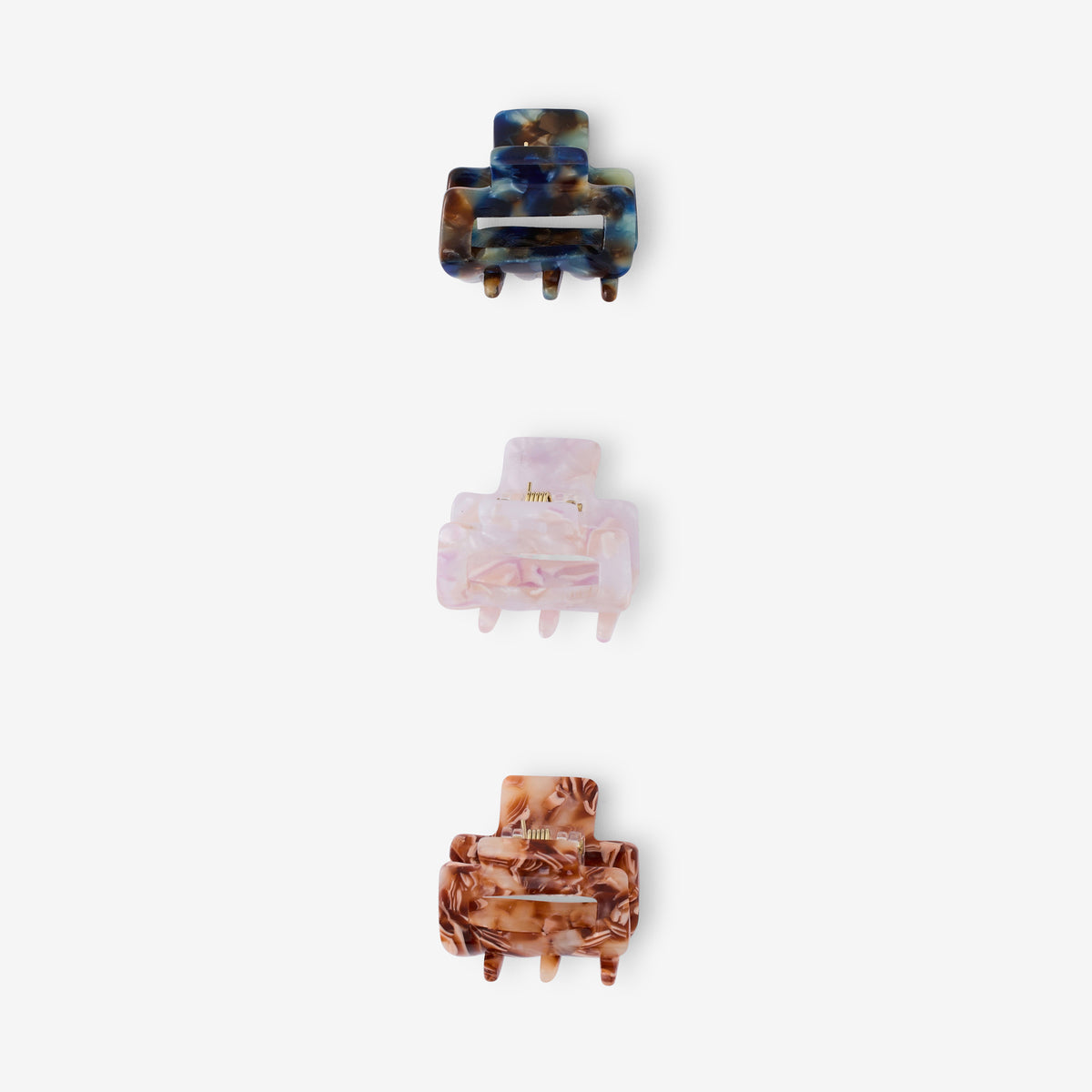 Set de 3 mini pinces crabes rectangulaires multicolores