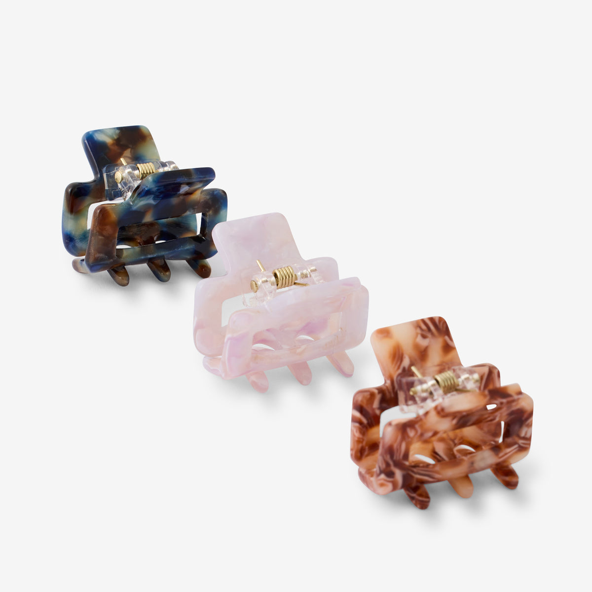 Set de 3 mini pinces crabes rectangulaires multicolores