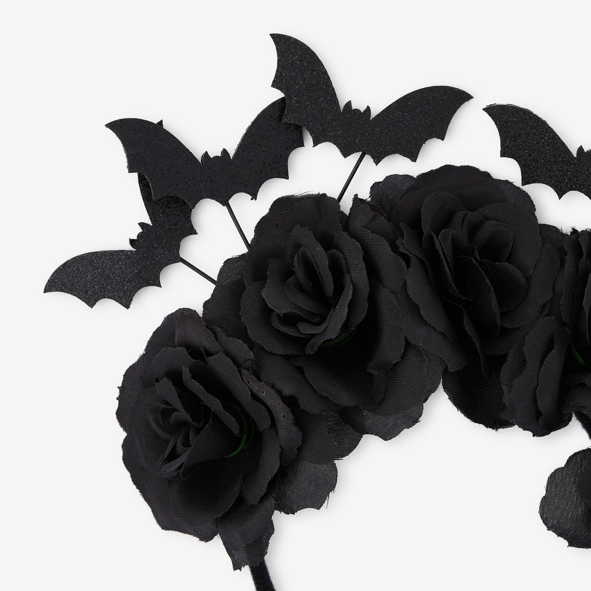 Serre-tête chauve-souris et fleurs noirs Halloween