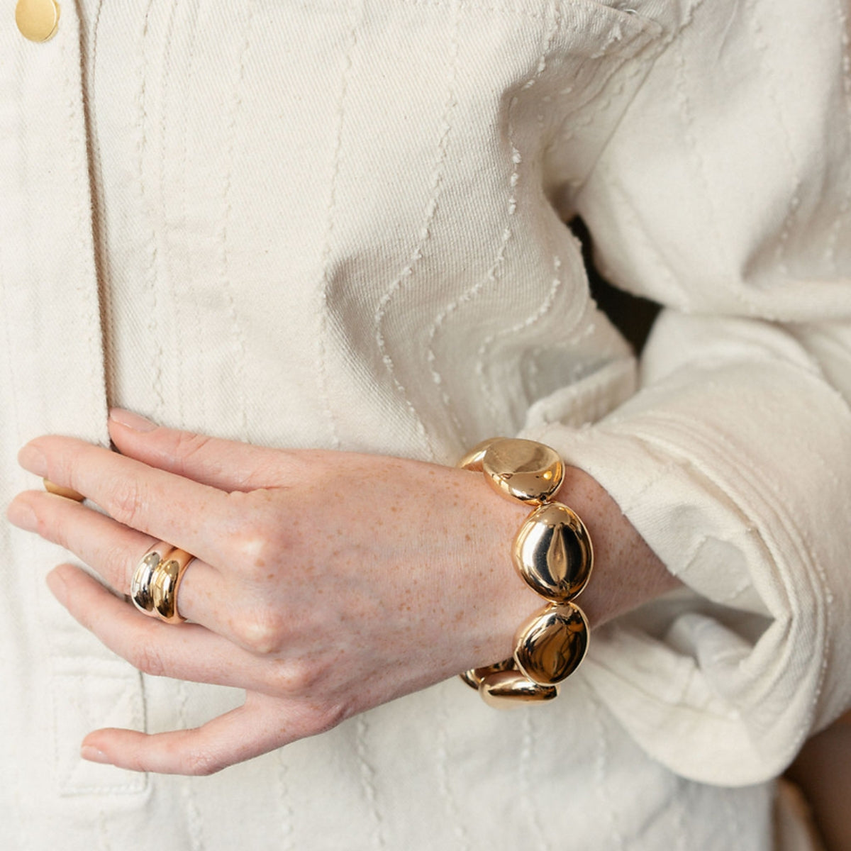 Bracelet galets dorés