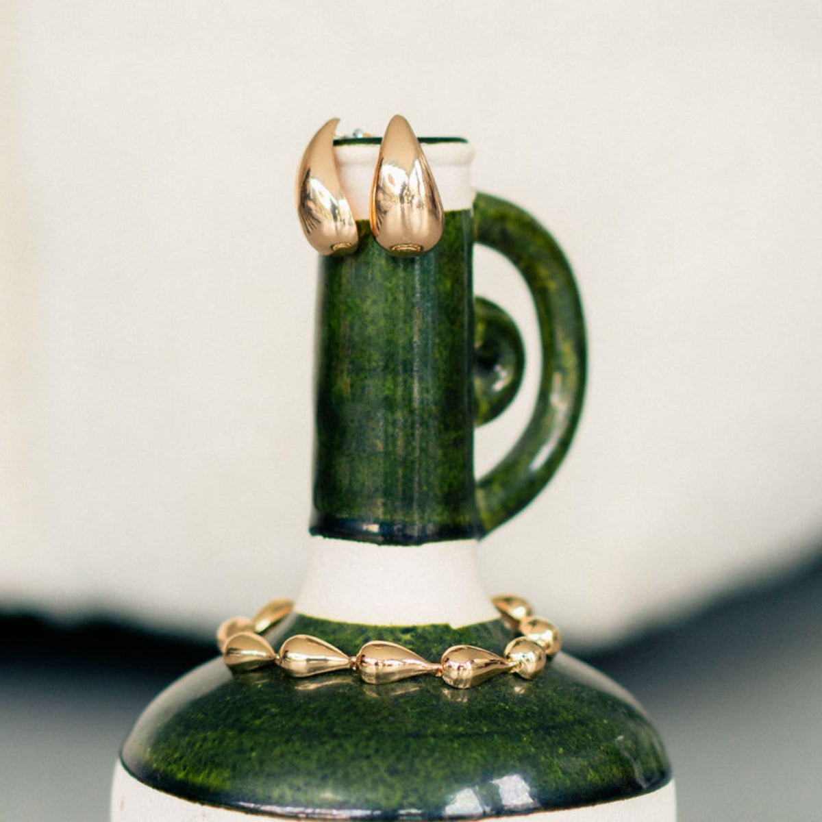 Boucles d'oreilles galets dorés