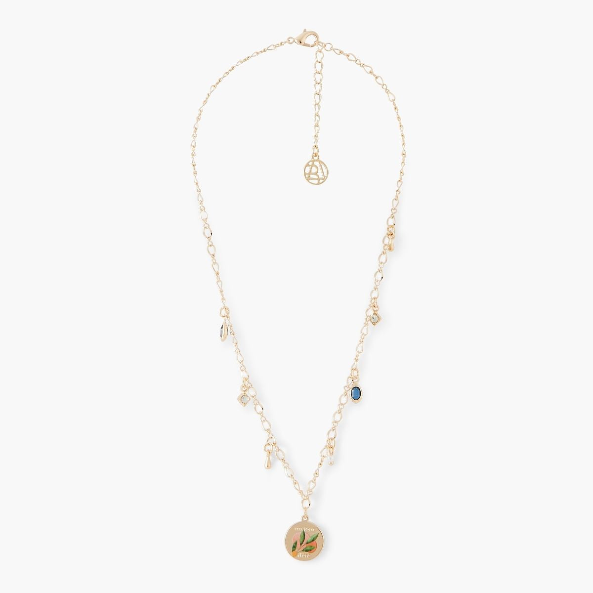 Collier chaîne avec pampille et médaille imprimée