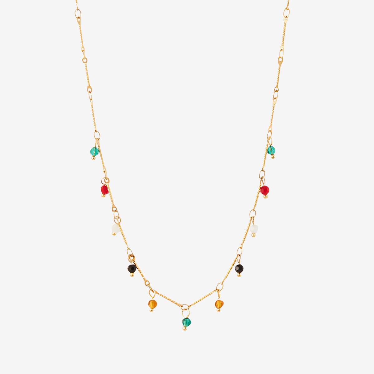 Collier acier inoxydable avec pierres facettées multicolores