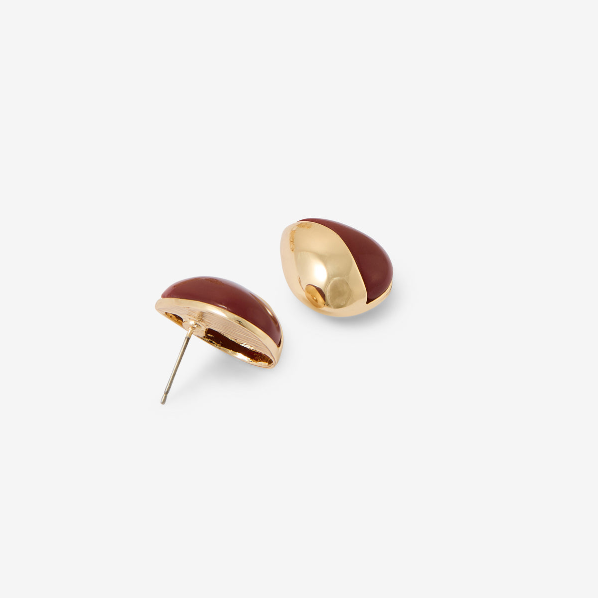 Boucles d'oreilles gouttes bordeaux en résine et métal