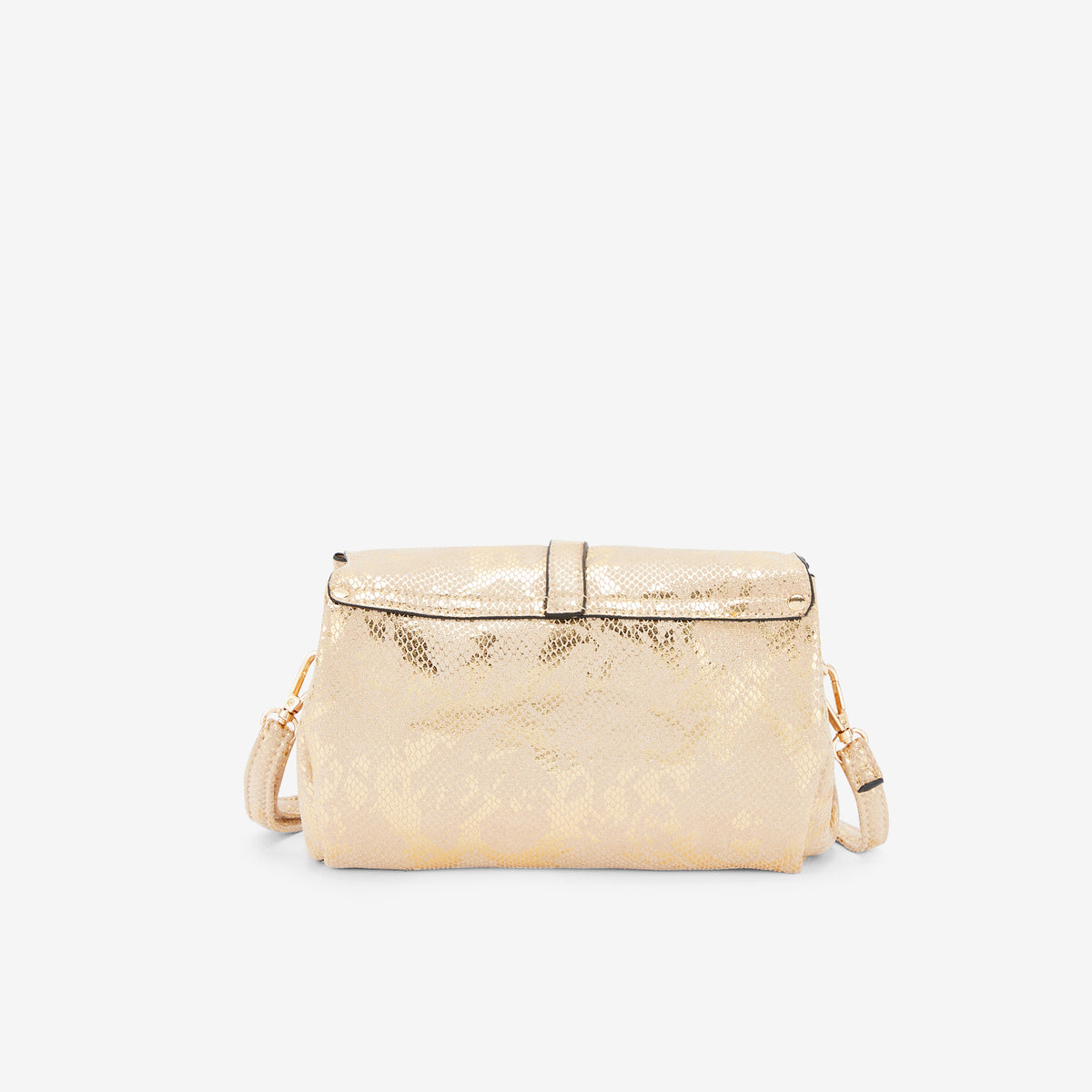 Sac à bandoulière effet python doré