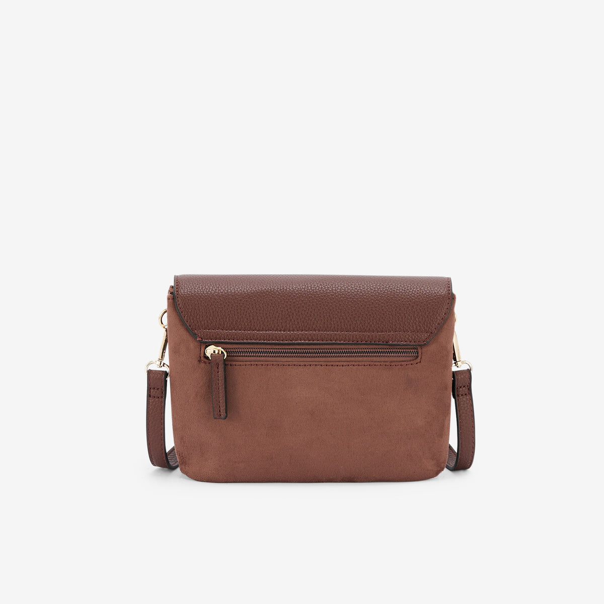 Sac à bandoulière bi-matière marron