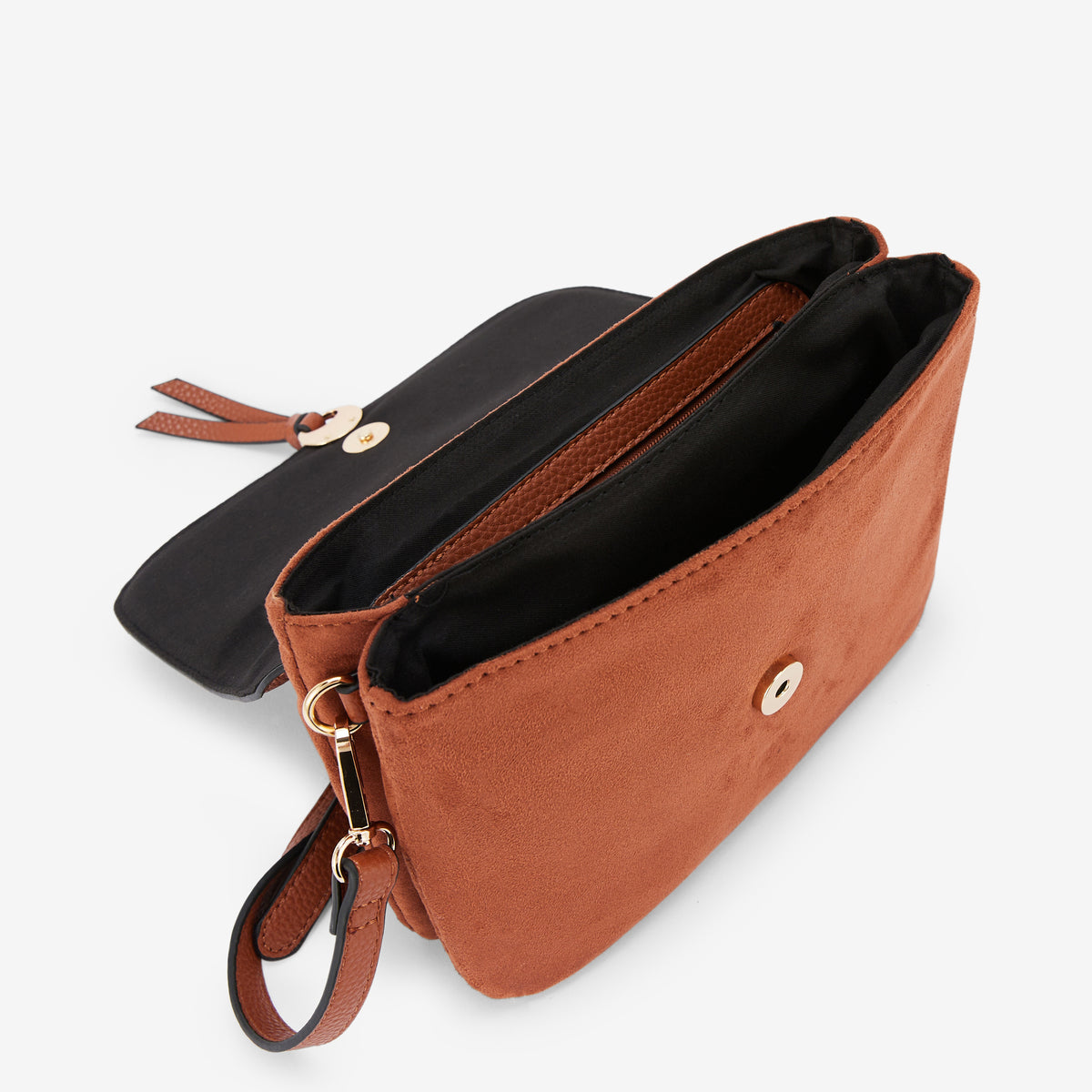 Sac à bandoulière bi-matière camel