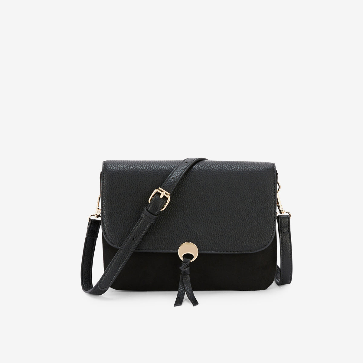 Sac à bandoulière bi-matière noir