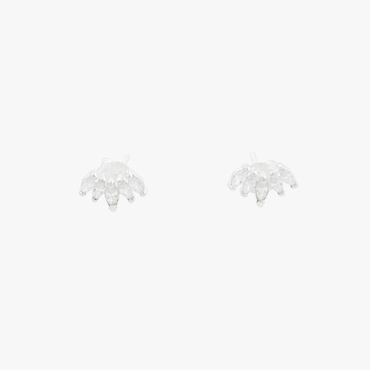 Boucles d'oreilles puces pétales de zircon - argent garanti 925