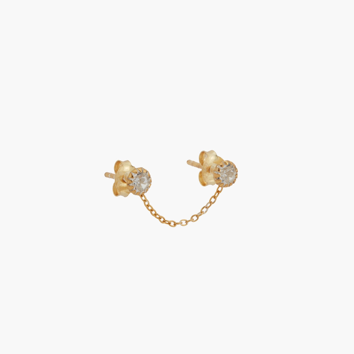 Puces d'oreilles strass avec chaine- argent garanti 925