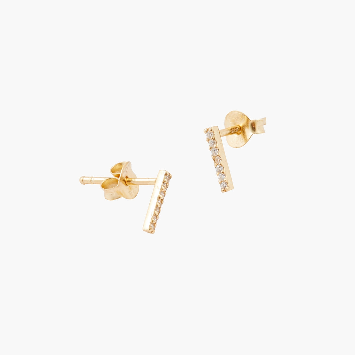 Puces d’oreilles dorées serties de zircon - argent garanti 925