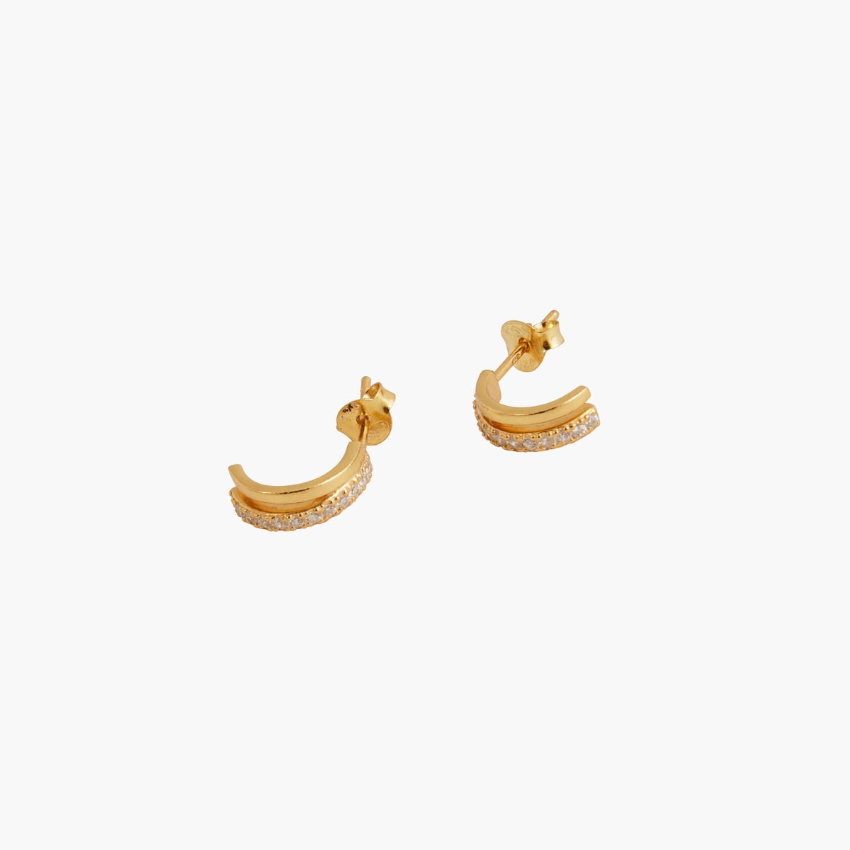 Petites boucles d'oreilles zircon et argent garanti 925 doré à l'or fin