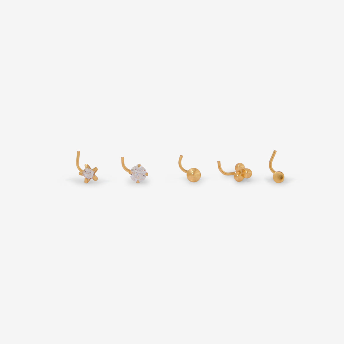 Set de 5 piercings nez doré en argent garanti et zircon