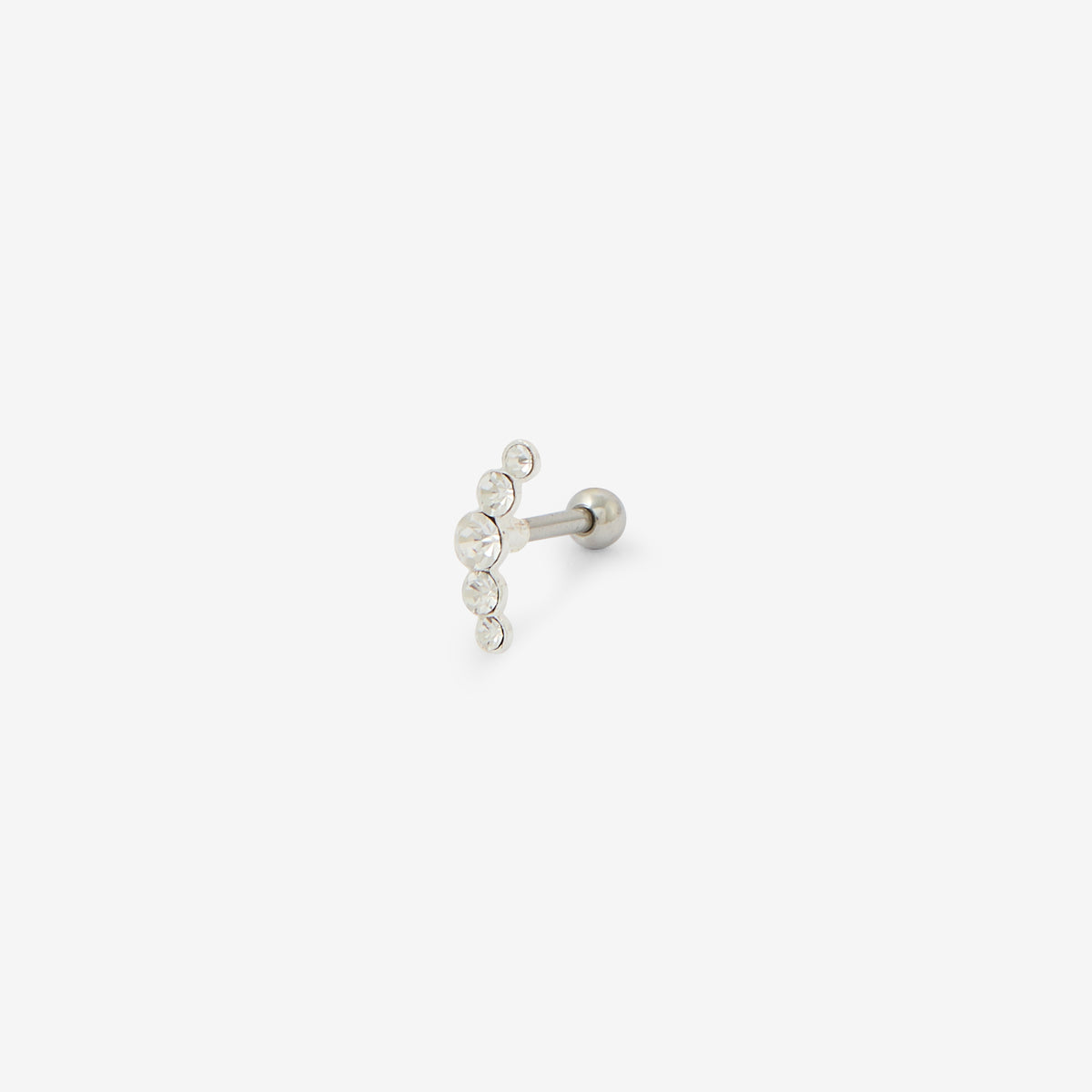 Piercing stud helix/tragus 5 strass acier chirurgical 316L argenté