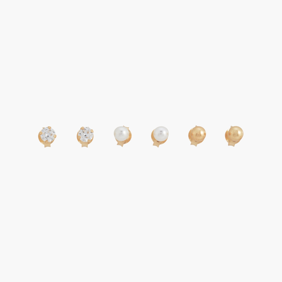 Set 3 paires de puces d'oreilles zircon et argent garanti 925 doré à l'or fin