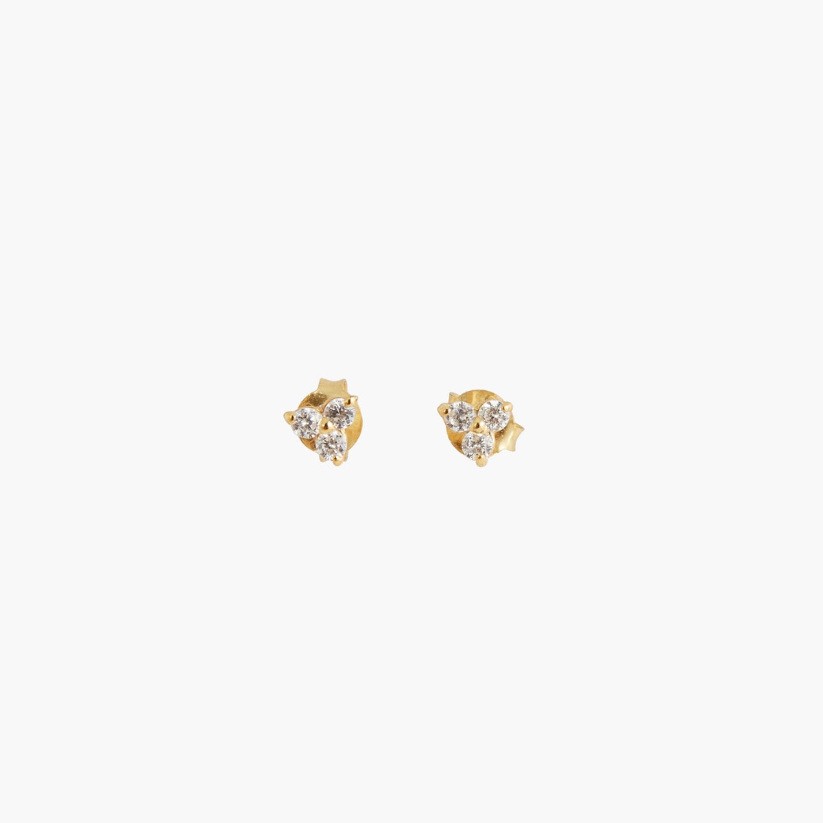 Puces d'oreilles 3 zircons - argent garanti 925 doré à l'or fin