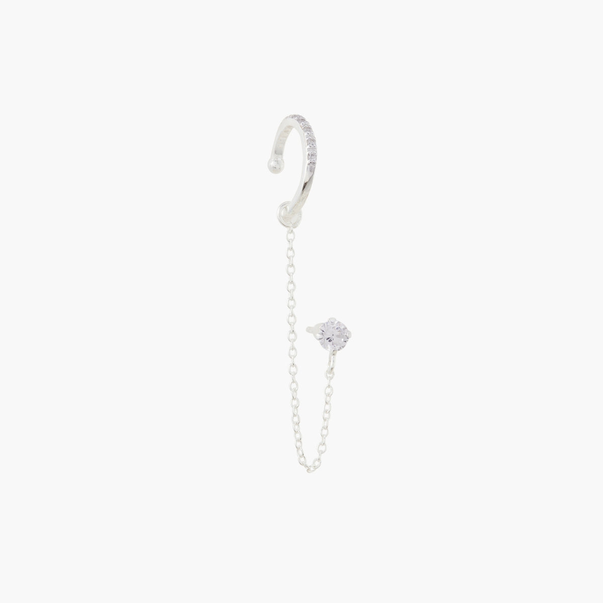 Bijou d’oreille : puce et ear cuff argentés - zircon argent garanti 925