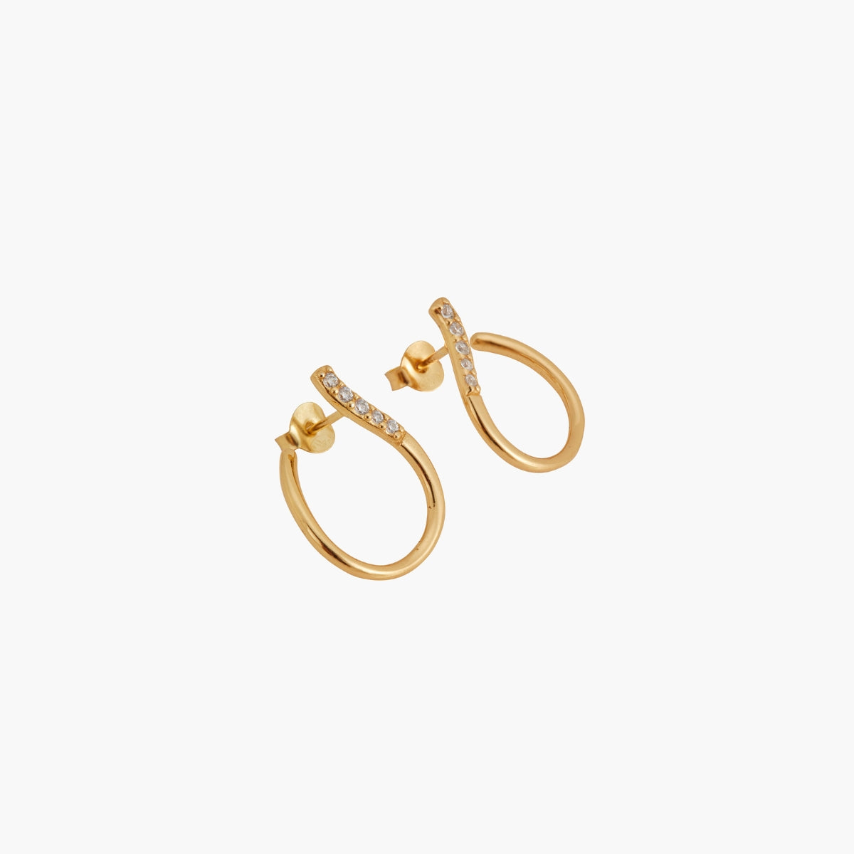 Boucles d’oreilles arrondies ornées de zircon - argent garanti 925