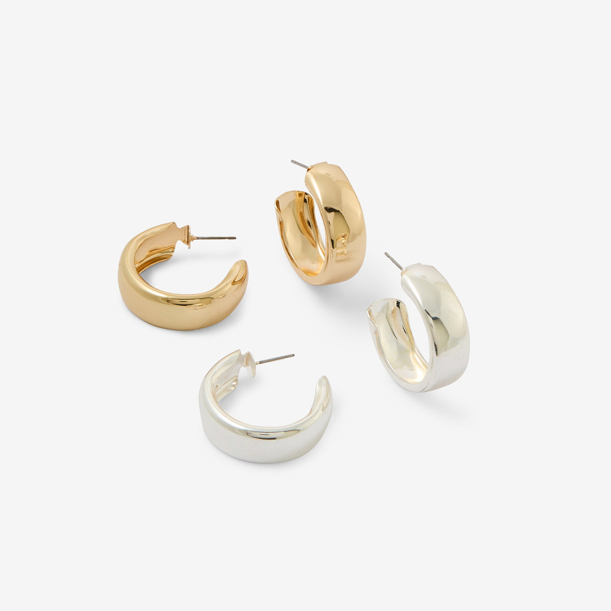 Set de 2 paires de créoles dorées et argentées