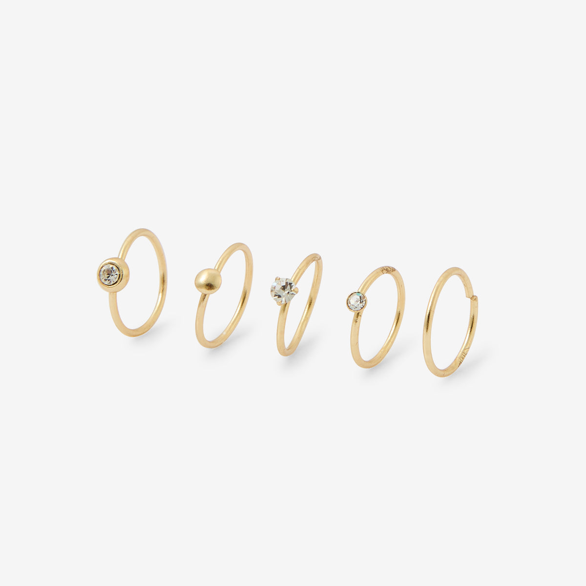 Set de 5 piercings nez anneaux dorés en argent garanti 925