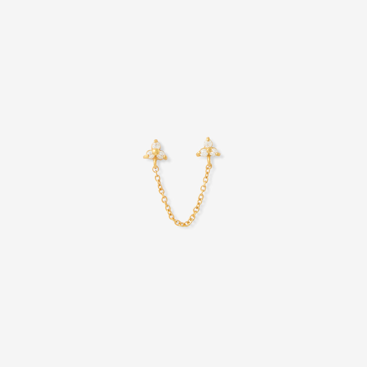 Bijoux d'oreilles 2 puces et chaine - zircon et argent garanti 925