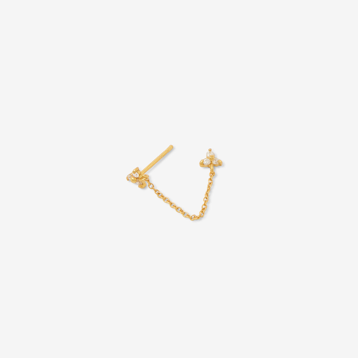 Bijoux d'oreilles 2 puces et chaine - zircon et argent garanti 925