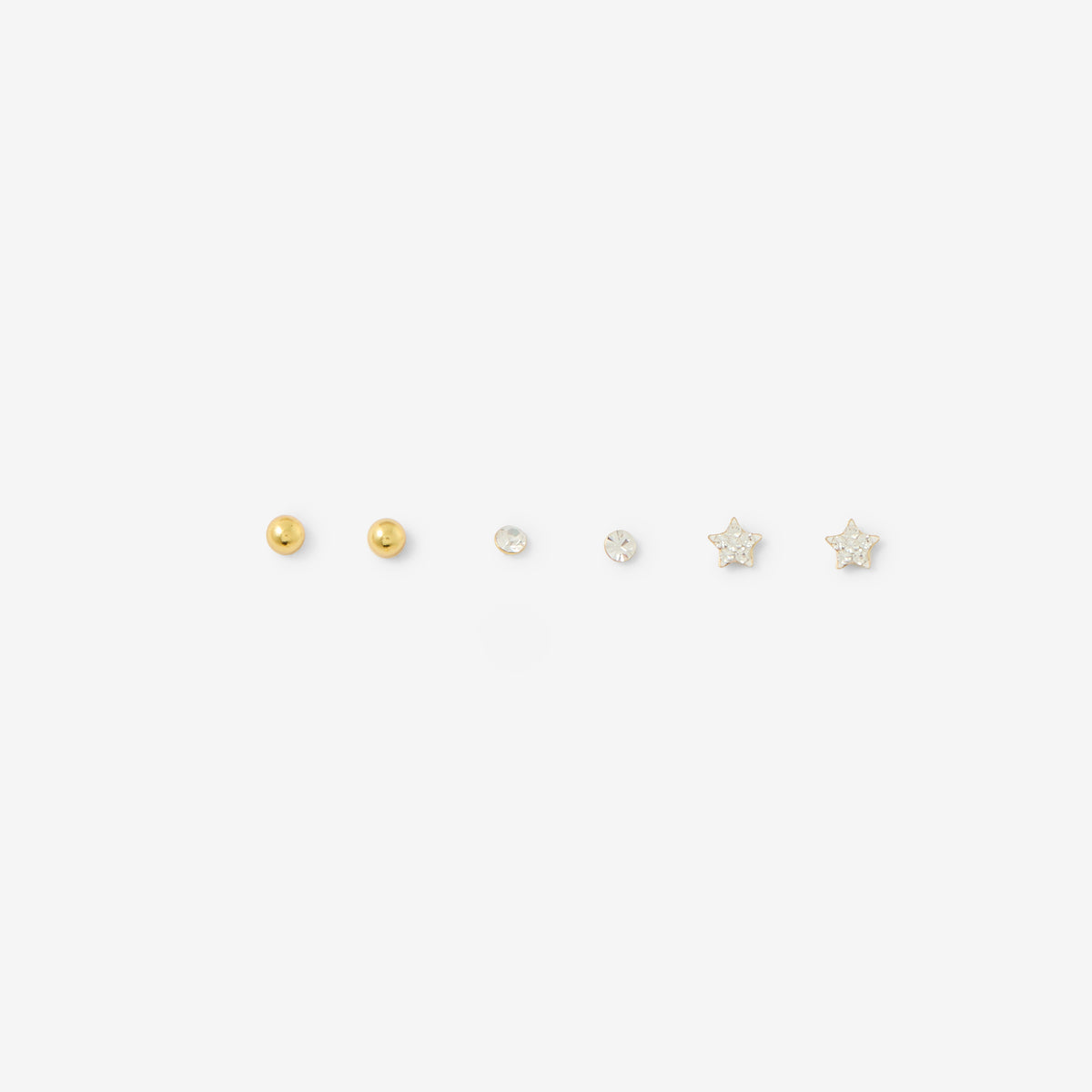 Set de 3 puces d'oreilles assorties - argent garanti 925 doré à l'or fin