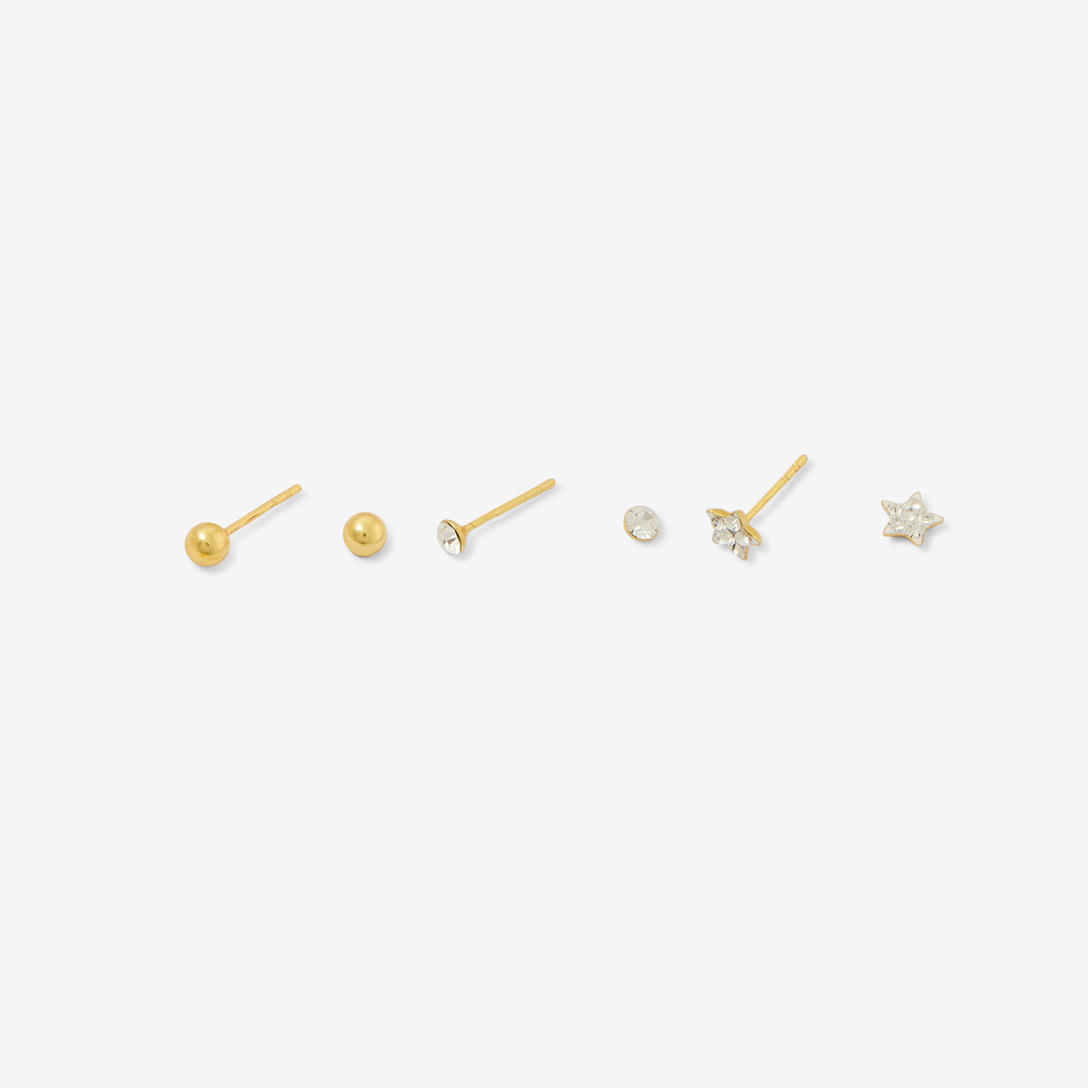 Set de 3 puces d'oreilles assorties - argent garanti 925 doré à l'or fin