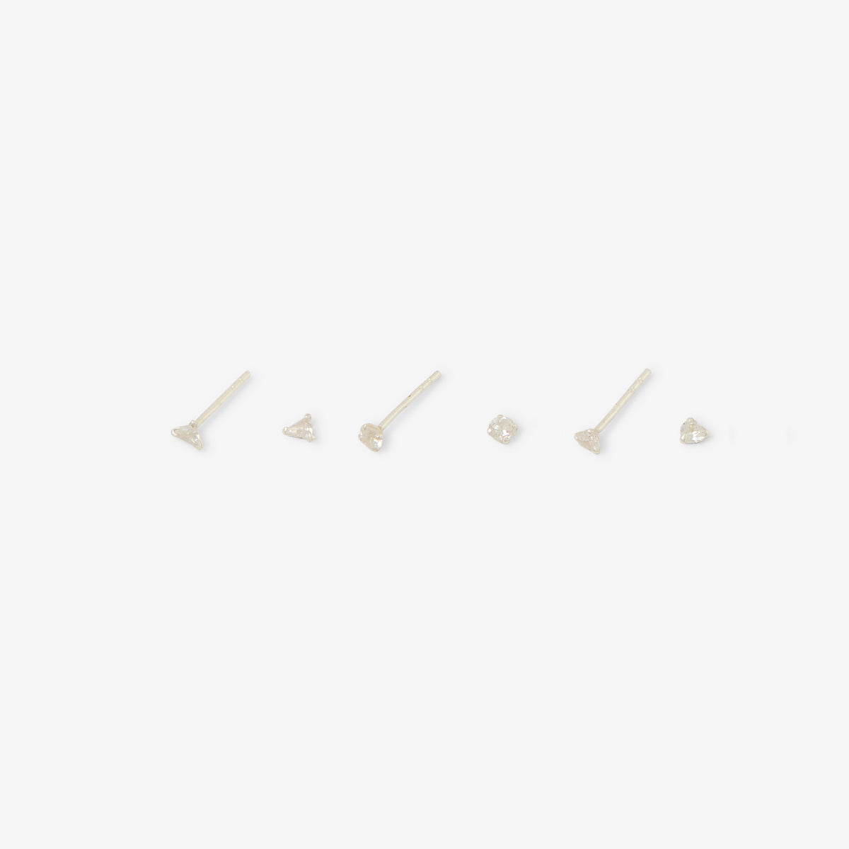Set 3 paires de puces d'oreilles zircon - argent 925