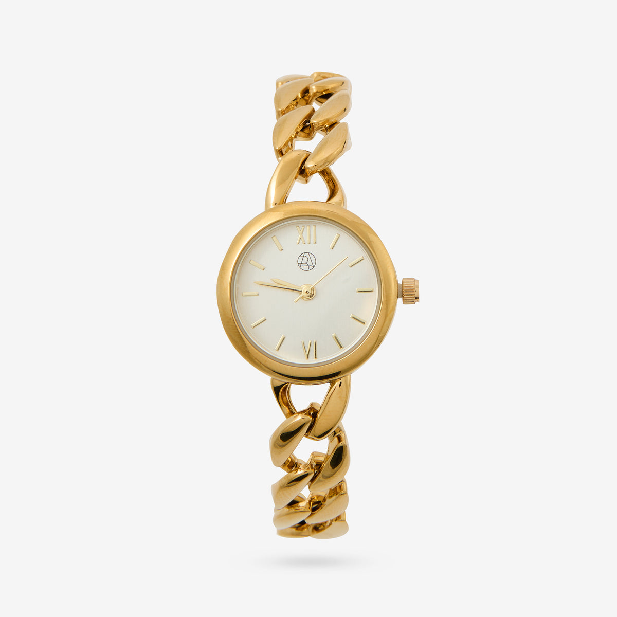 Montre cadran rond bracelet à maillons dorés