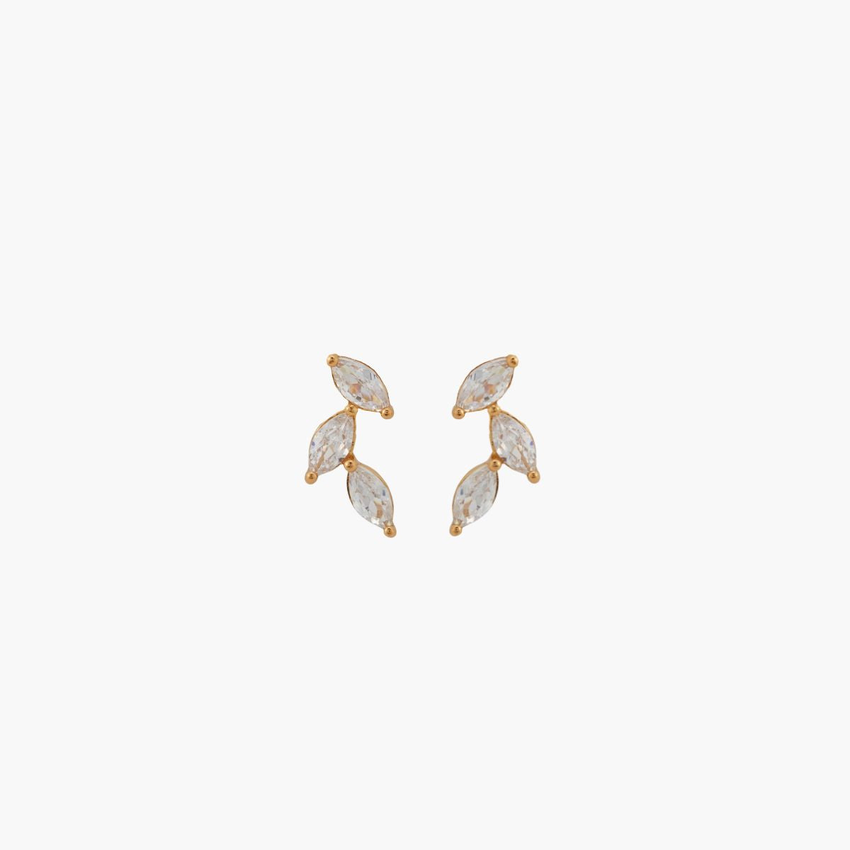 Boucles d'oreilles 3 zircons - argent 925 doré