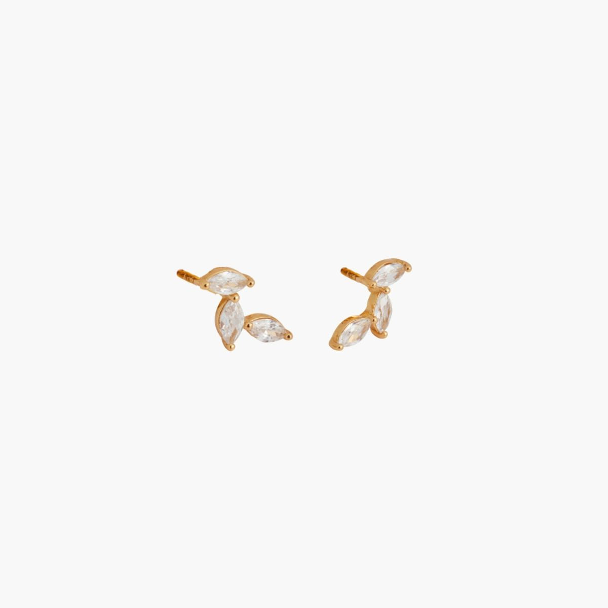 Boucles d'oreilles 3 zircons - argent 925 doré