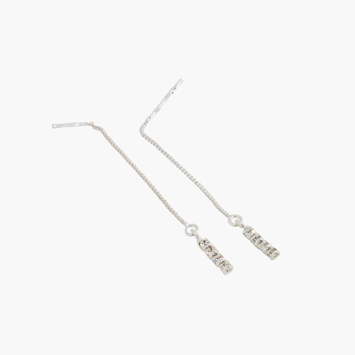 Boucles d'oreilles longues avec strass en argent garanti 925