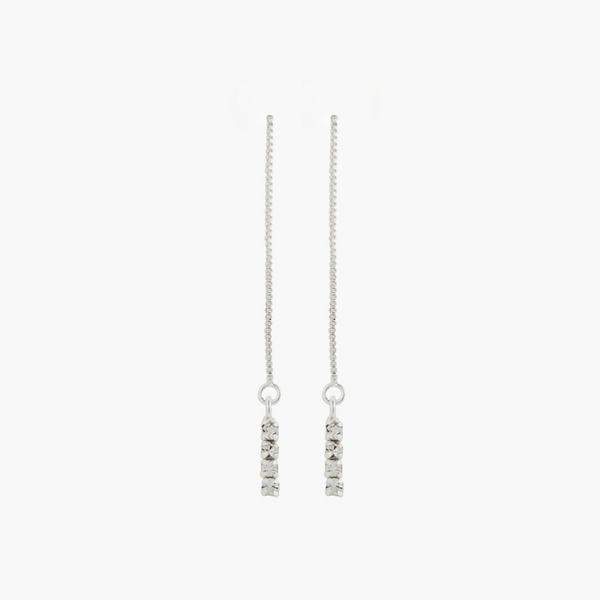 Boucles d'oreilles longues avec strass en argent garanti 925