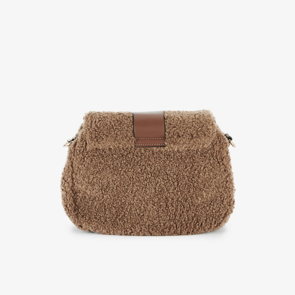 Sac effet mouton marron avec bandoulière à motif