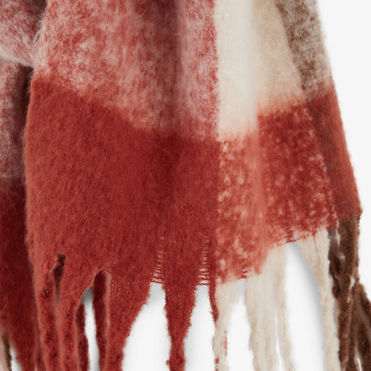 Écharpe à carreaux brique et marron