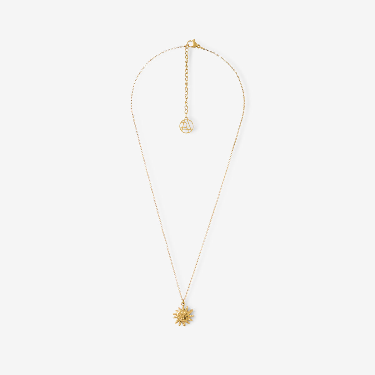 Collier pochon pendentif soleil acier inoxydable