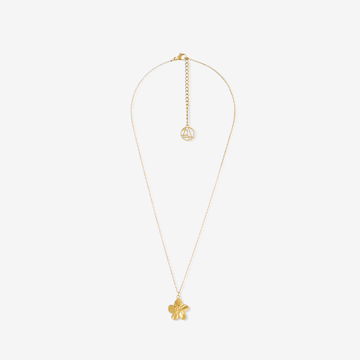 Collier pochon pendentif fleur acier inoxydable